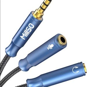 Mic & Audio Y Splitter Cable for Gaming Headset to PC, Xbox, Laptop, PS4, PS5